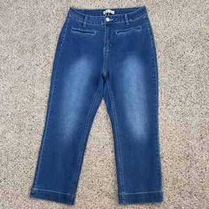 Casual Welt pocket Cropped Denim With Stretch Small